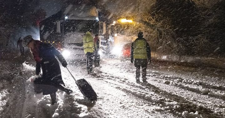 Snow way home: Thousands of drivers are TRAPPED on ‘ice rink’ motorways and an entire town is blocked off as as forecasters warn Britain faces MORE snow and black ice