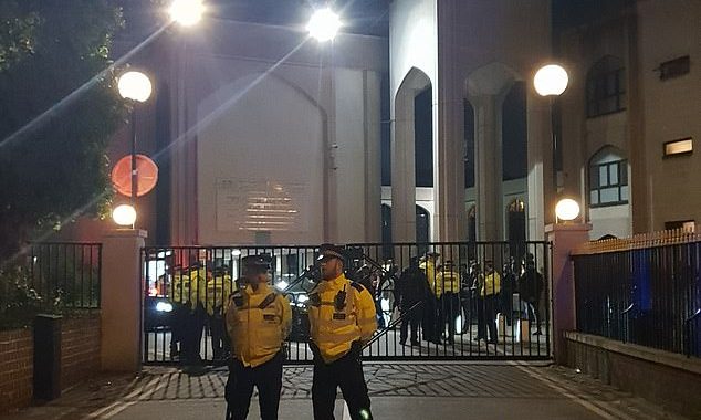 Police surround mosque in central London after a man was stabbed to death on a nearby road and ‘the attackers fled towards the place of worship’
