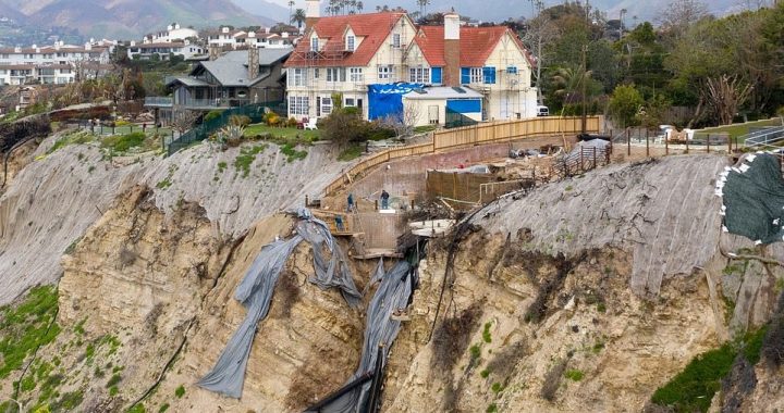 A real cliff-hanger! Repair work starts on Anthony Hopkins’ $5m Malibu mansion that is just feet away from falling off a CLIFF after torrential downpours caused precipice to erode