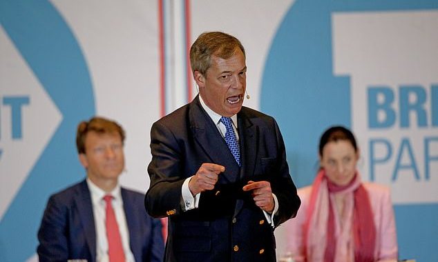 Annunziata Rees-Mogg slams Britain’s ‘broken political system that only represents Remain voters’ after taking to stage with Nigel Farage – as she says brother Jacob ‘understands’ her decision to join the new Brexit party