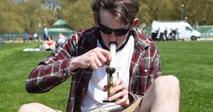 WEED best get going! Protesters FINALLY move from Oxford Circus to walk to nearby Hyde Park for pro-cannabis party after police fail to shift them for five days