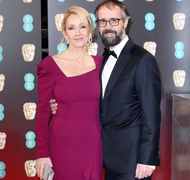 Rowling is pictured with her husband Dr Neil Murray, who gave evidence during the case