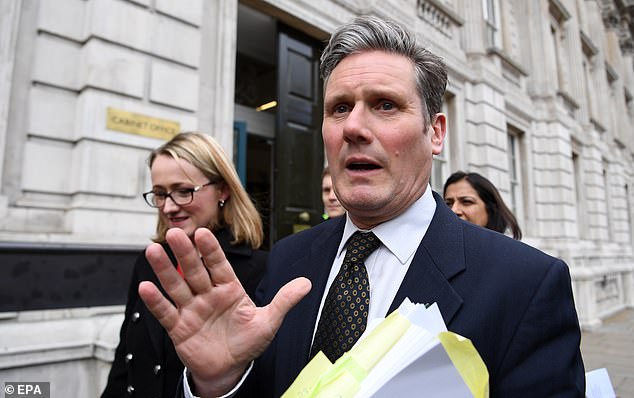 Shadow Brexit Secretary Keir Starmer leaves the Cabinet Office