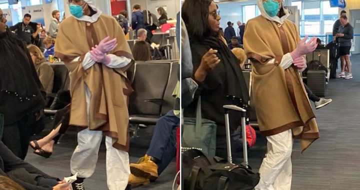 Naomi Campbell wears hazmat suit to airport amid coronavirus outbreak